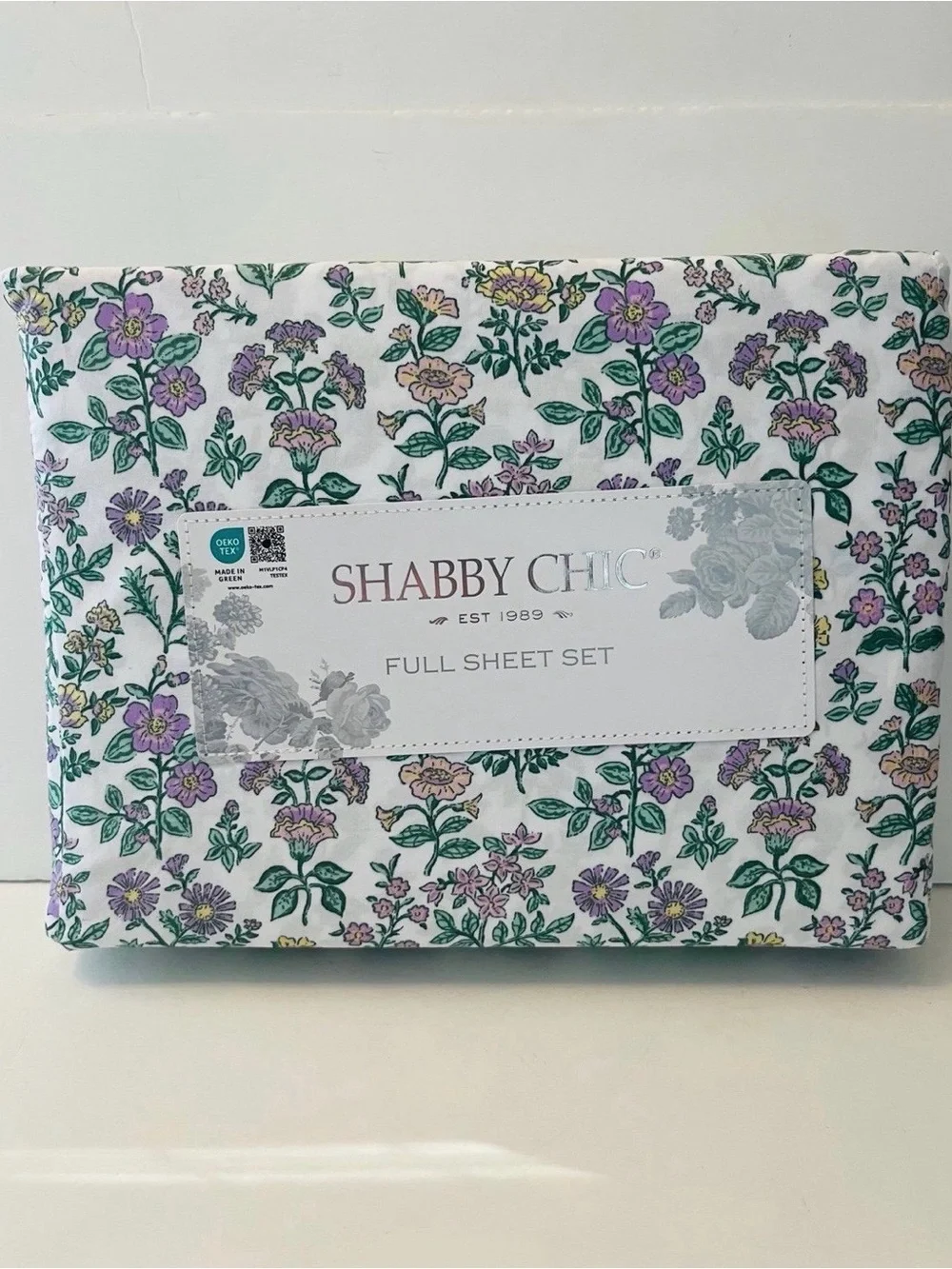 Shabby Chic Full Size Mountain Floral Sheet Set Purple Pink Yellow Flowers
